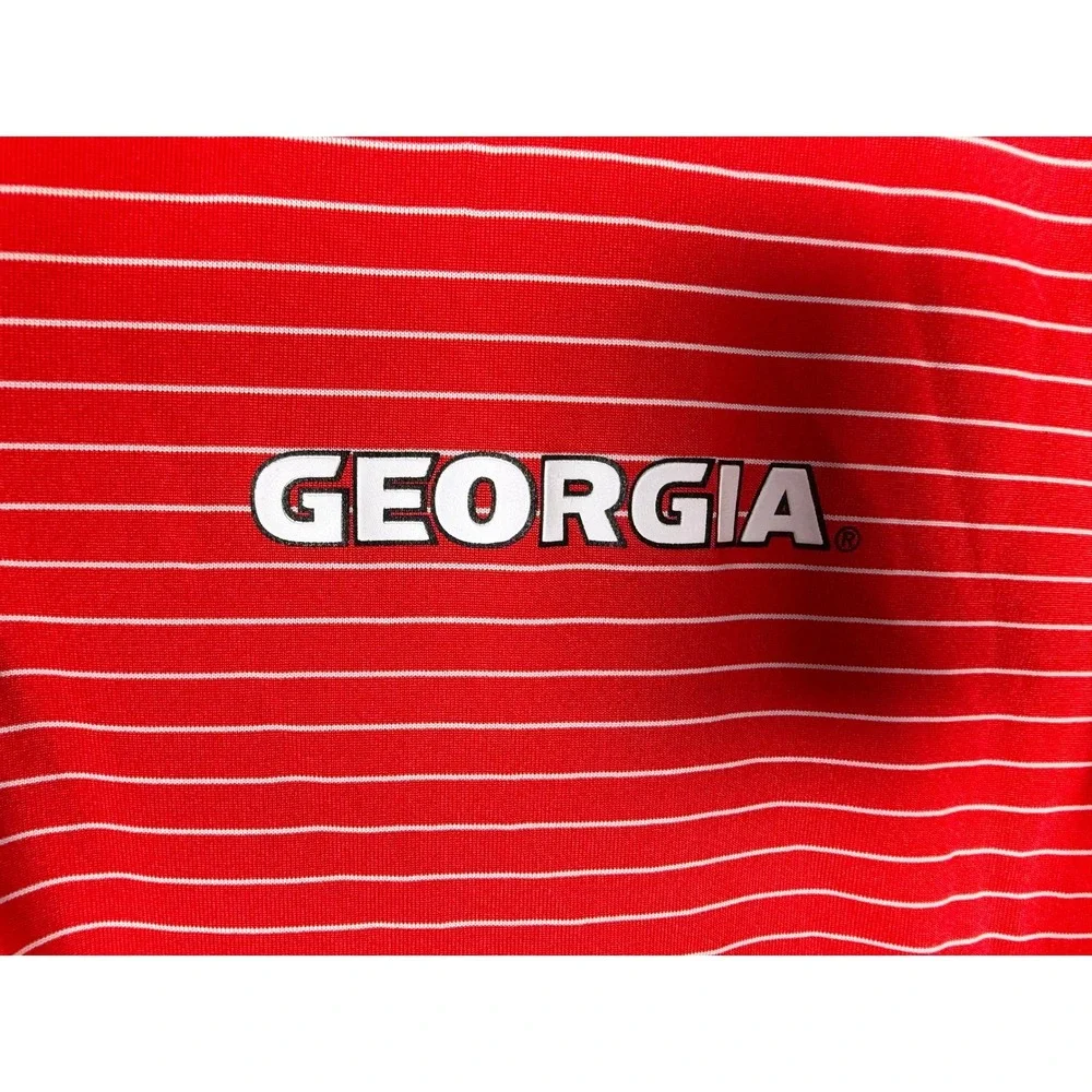 Nike Georgia Bulldogs Mens Medium Red White Striped Performance Polo Shirt